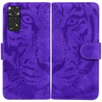 Xiaomi Redmi Note 11S 4G / Redmi Note 11 4G (Qualcomm) Tigermönster Präglat PU-läder Stötsäkert Plånboksfodral Magnetisk Folio TPU Stötfångarskydd