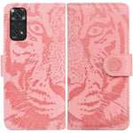 For Xiaomi Redmi Note 11S 4G / Redmi Note 11 4G (Qualcomm) Tiger Pattern Imprinted PU Leather Shockproof Wallet Case Magnetic Folio TPU Bumper Protector Cover