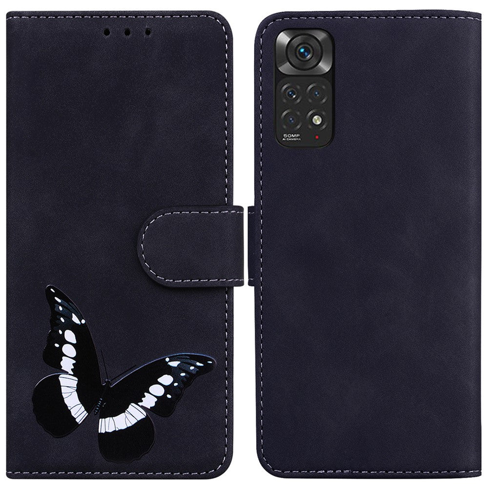 Xiaomi Redmi Note 11S 4G / Redmi Note 11 4G (Qualcomm) Fjärilsmönster Tryck PU-läder Magnetiskt Fodral Stativ Plånbok Hud Beröringskänslighet Stötsäkert Flipfodral