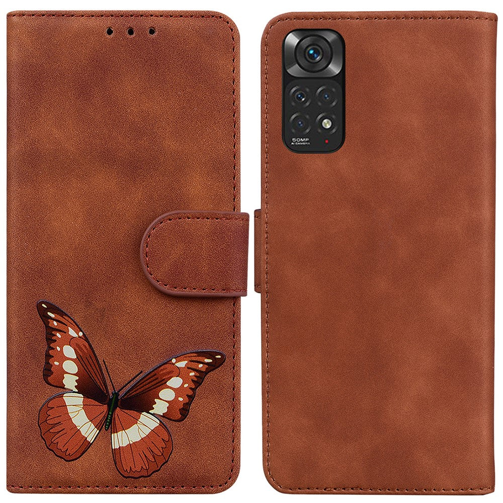 Xiaomi Redmi Note 11S 4G / Redmi Note 11 4G (Qualcomm) Fjärilsmönster Tryck PU-läder Magnetiskt Fodral Stativ Plånbok Hud Beröringskänslighet Stötsäkert Flipfodral