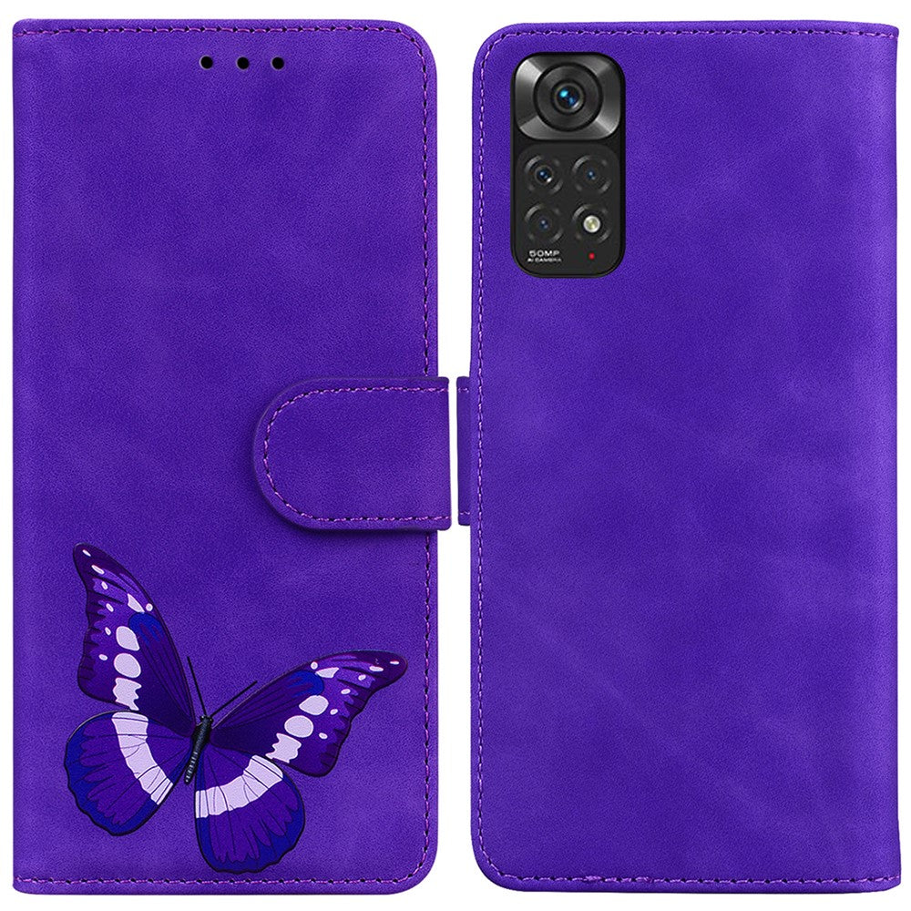 Xiaomi Redmi Note 11S 4G / Redmi Note 11 4G (Qualcomm) Fjärilsmönster Tryck PU-läder Magnetiskt Fodral Stativ Plånbok Hud Beröringskänslighet Stötsäkert Flipfodral