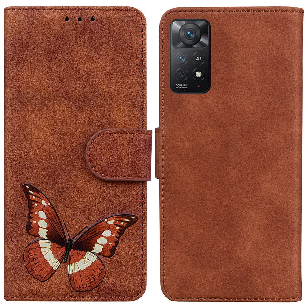 For Xiaomi Redmi Note 12 Pro 4G / 11 Pro 4G (MediaTek) / Note 11 Pro 5G (Qualcomm) Stand Function PU Leather Case Butterfly Pattern Printing Wallet Style Flip Cover