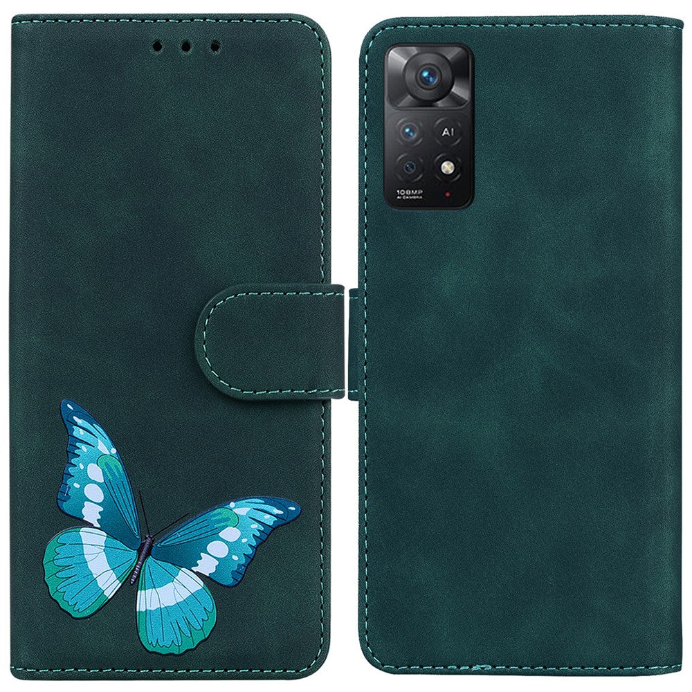 For Xiaomi Redmi Note 12 Pro 4G / 11 Pro 4G (MediaTek) / Note 11 Pro 5G (Qualcomm) Stand Function PU Leather Case Butterfly Pattern Printing Wallet Style Flip Cover