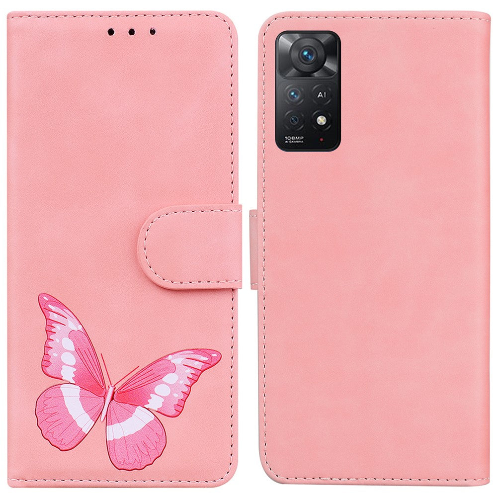 Xiaomi Redmi Note 12 Pro 4G / 11 Pro 4G (MediaTek) / Note 11 Pro 5G (Qualcomm) Stativfunktion PU-läderfodral Fjärilsmönster Tryck Plånboksstil Flipfodral