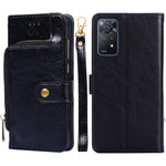 Xiaomi Redmi Note 12 Pro 4G / 11 Pro 4G (MediaTek) / Note 11 Pro 5G (Qualcomm) PU-läder Magnetisk stängning Blixtlåsficka Plånboksfodral Fallskyddande fodral med rem
