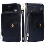 For Xiaomi Redmi Note 12 Pro 4G / 11 Pro 4G (MediaTek) / Note 11 Pro 5G (Qualcomm) PU Leather Magnetic Closure Zipper Pocket Wallet Stand Anti-fall Case Cover with Strap