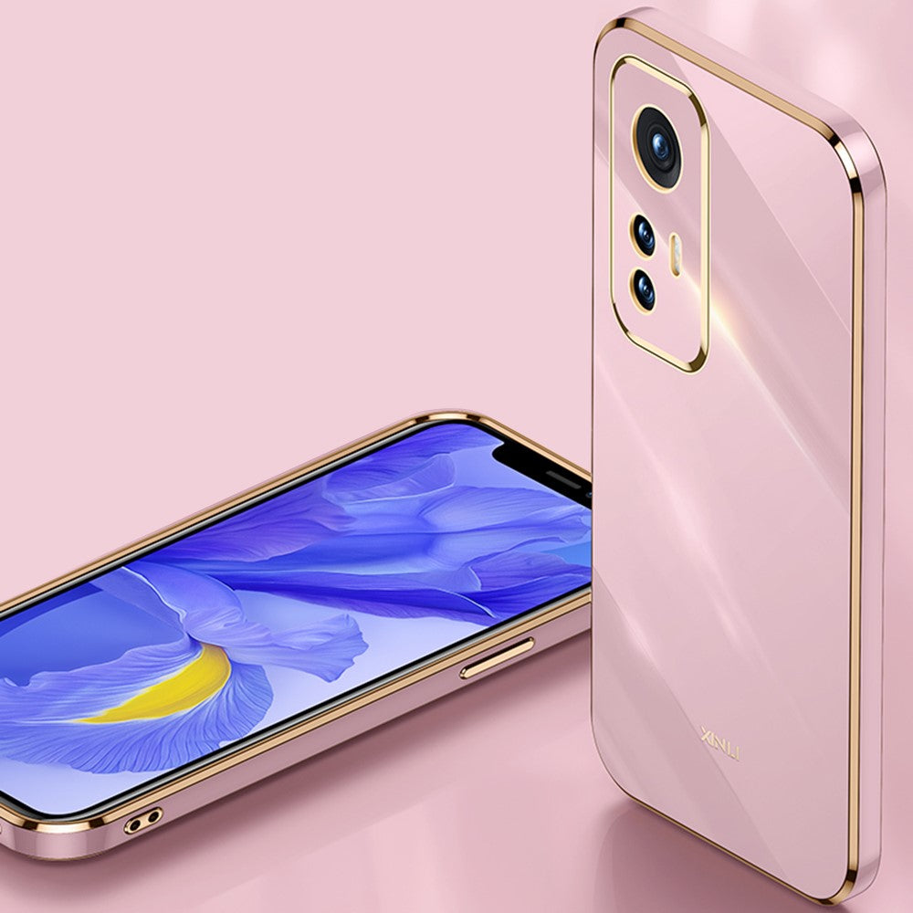 XINLI fleksibelt TPU-mobilcover til Xiaomi 12 Pro 5G/12S Pro 5G/12 Pro (Dimensity) 5G med præcis linseudskæring, stødsikkert cover og galvaniseret gylden kant