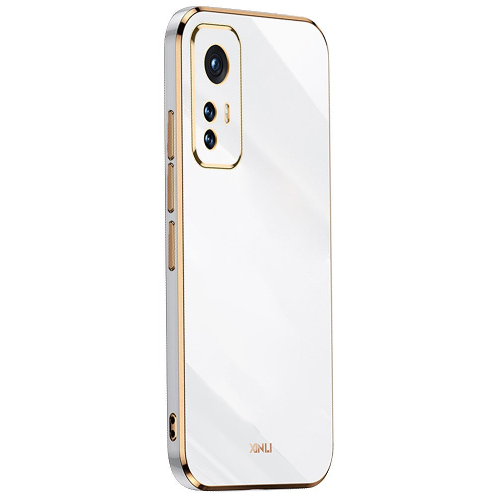 XINLI fleksibelt TPU-mobilcover til Xiaomi 12 Pro 5G/12S Pro 5G/12 Pro (Dimensity) 5G med præcis linseudskæring, stødsikkert cover og galvaniseret gylden kant