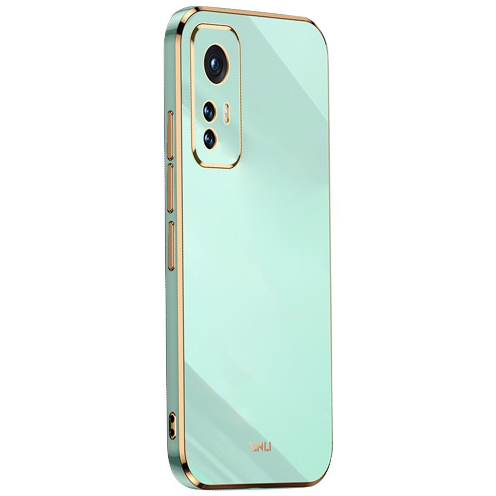 XINLI fleksibelt TPU-mobilcover til Xiaomi 12 Pro 5G/12S Pro 5G/12 Pro (Dimensity) 5G med præcis linseudskæring, stødsikkert cover og galvaniseret gylden kant