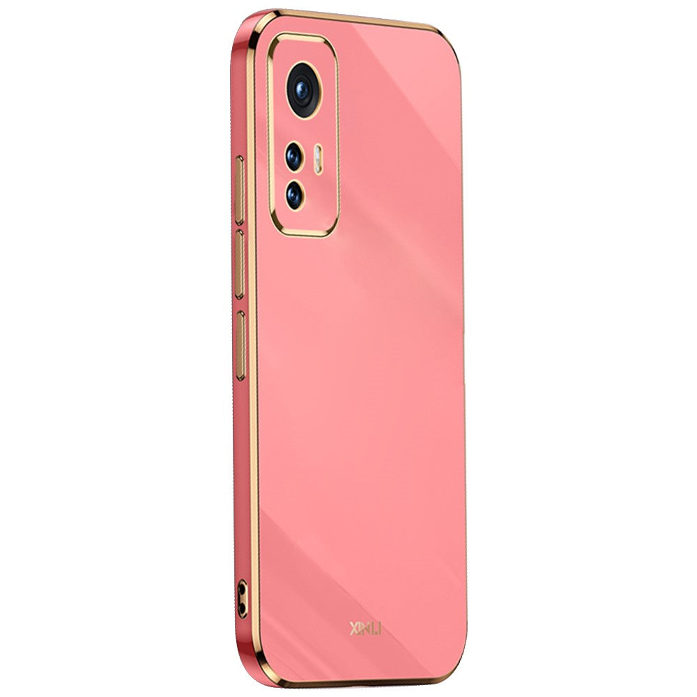 XINLI fleksibelt TPU-mobilcover til Xiaomi 12 Pro 5G/12S Pro 5G/12 Pro (Dimensity) 5G med præcis linseudskæring, stødsikkert cover og galvaniseret gylden kant