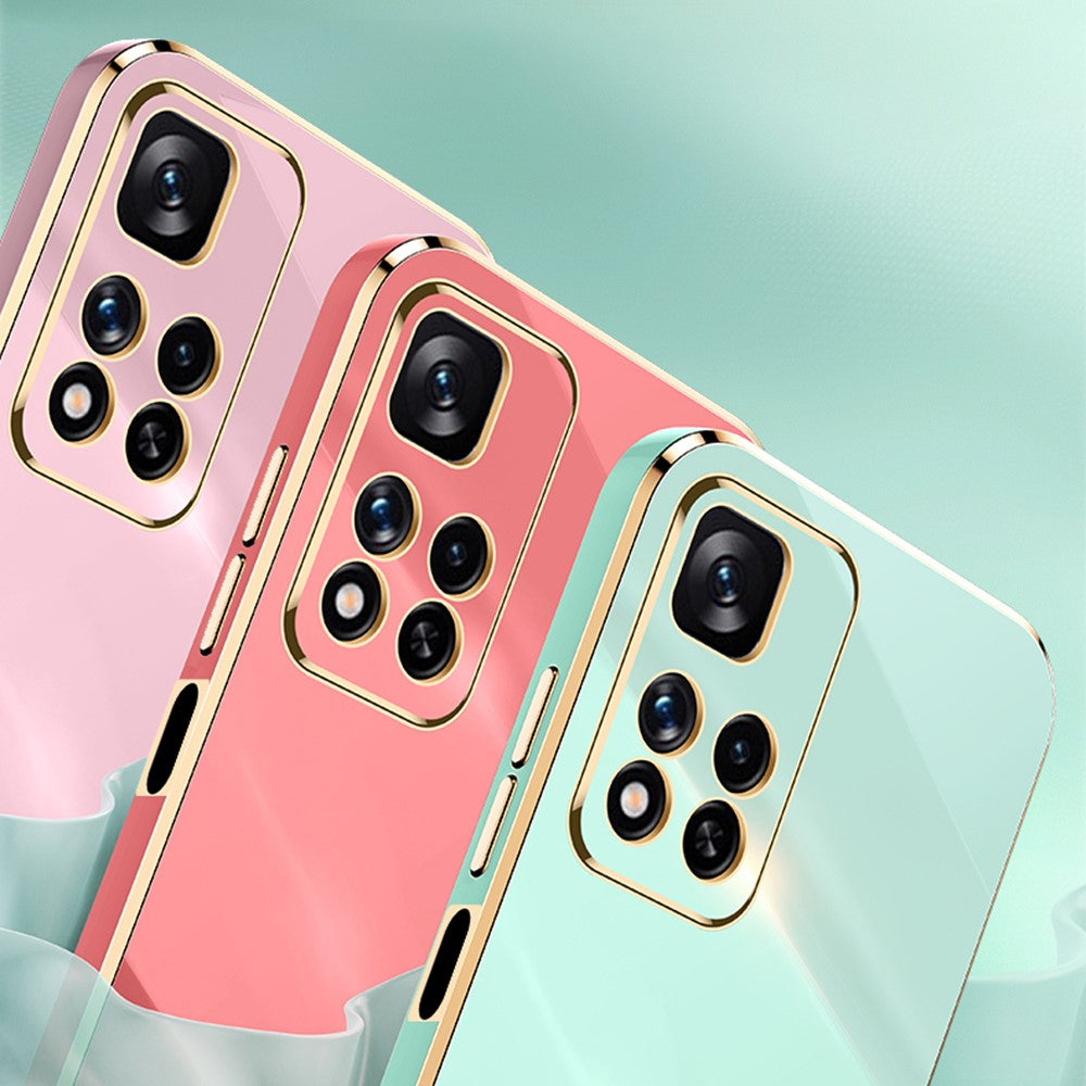 XINLI för Xiaomi Redmi Note 11 Pro 5G (Kina) (MediaTek)/Note 11 Pro+ 5G Precisionslinsutskärning TPU Smartphone Stötsäkert Skal Snyggt Galvaniserat Mobilskal med Guldkant