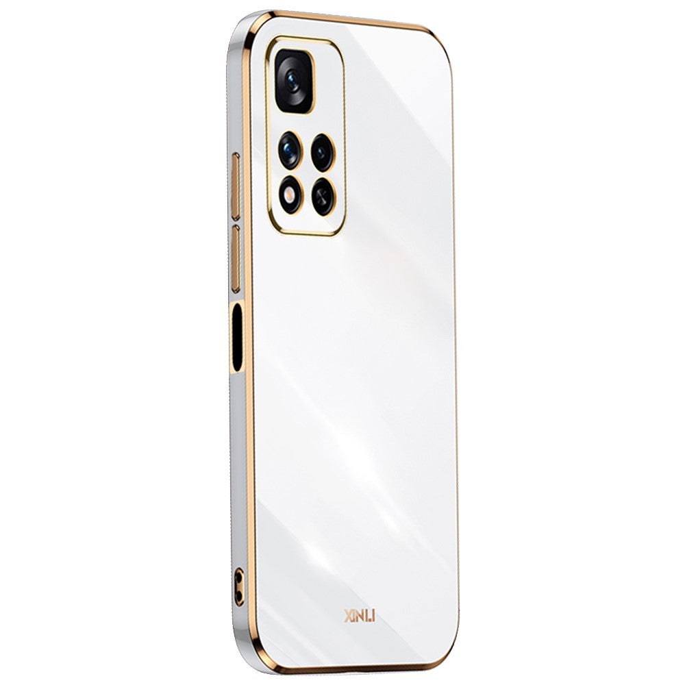 XINLI för Xiaomi Redmi Note 11 Pro 5G (Kina) (MediaTek)/Note 11 Pro+ 5G Precisionslinsutskärning TPU Smartphone Stötsäkert Skal Snyggt Galvaniserat Mobilskal med Guldkant