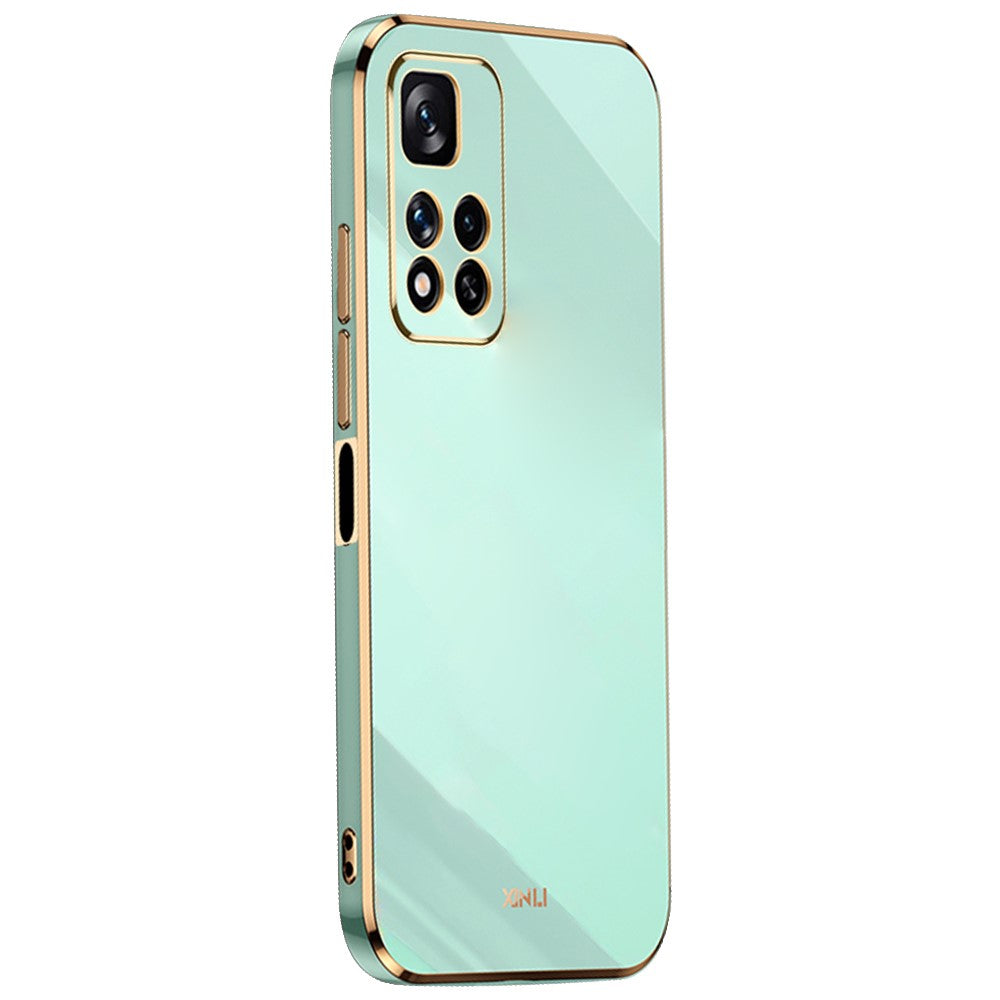 XINLI för Xiaomi Redmi Note 11 Pro 5G (Kina) (MediaTek)/Note 11 Pro+ 5G Precisionslinsutskärning TPU Smartphone Stötsäkert Skal Snyggt Galvaniserat Mobilskal med Guldkant