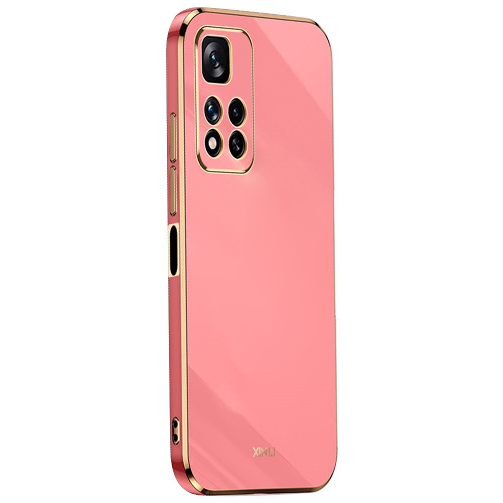 XINLI för Xiaomi Redmi Note 11 Pro 5G (Kina) (MediaTek)/Note 11 Pro+ 5G Precisionslinsutskärning TPU Smartphone Stötsäkert Skal Snyggt Galvaniserat Mobilskal med Guldkant