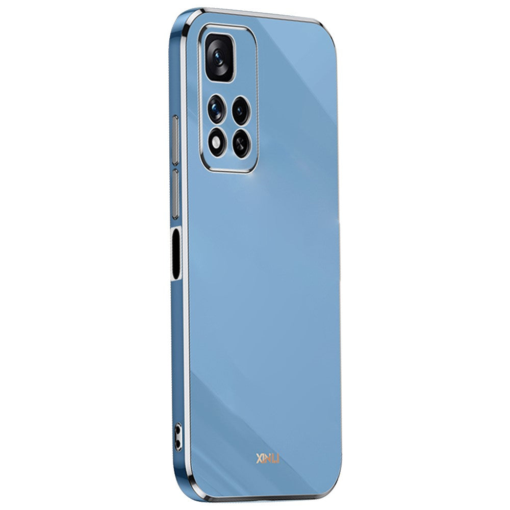 XINLI för Xiaomi Redmi Note 11 Pro 5G (Kina) (MediaTek)/Note 11 Pro+ 5G Precisionslinsutskärning TPU Smartphone Stötsäkert Skal Snyggt Galvaniserat Mobilskal med Guldkant