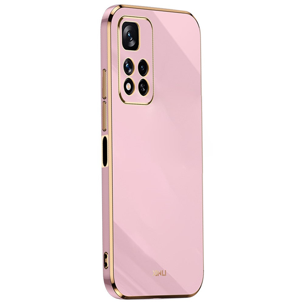 XINLI för Xiaomi Redmi Note 11 Pro 5G (Kina) (MediaTek)/Note 11 Pro+ 5G Precisionslinsutskärning TPU Smartphone Stötsäkert Skal Snyggt Galvaniserat Mobilskal med Guldkant