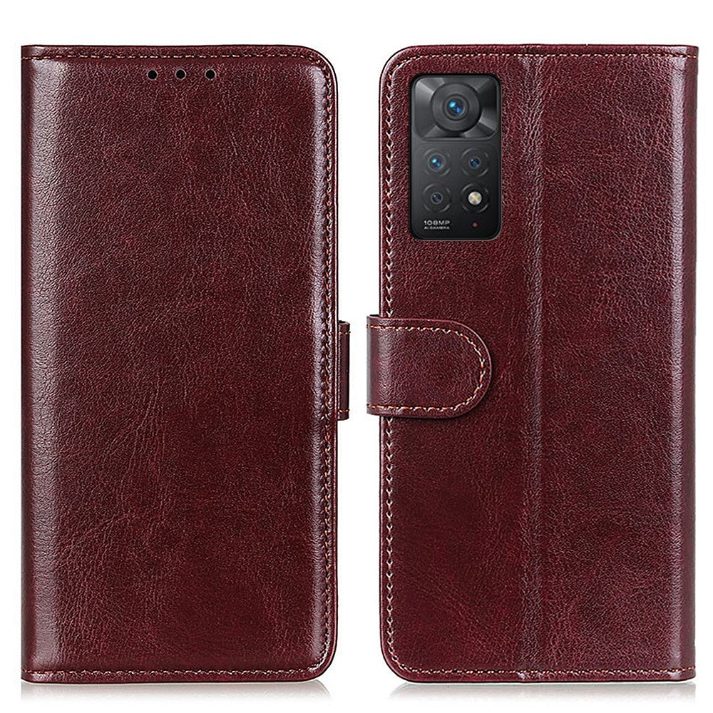 Xiaomi Redmi Note 12 Pro 4G / 11 Pro 4G (MediaTek) / Note 11 Pro 5G (Qualcomm) Crazy Horse Texture Läderfodral Magnetiskt Stängande Korthållare Stativ Bok Stötsäkert Skydd