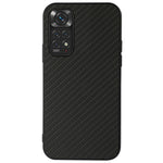 For Xiaomi Redmi Note 11 4G (Qualcomm)/Note 11S 4G Well-Protected Carbon Fiber Texture PU Leather Case Coated with Hybrid Bottom Case