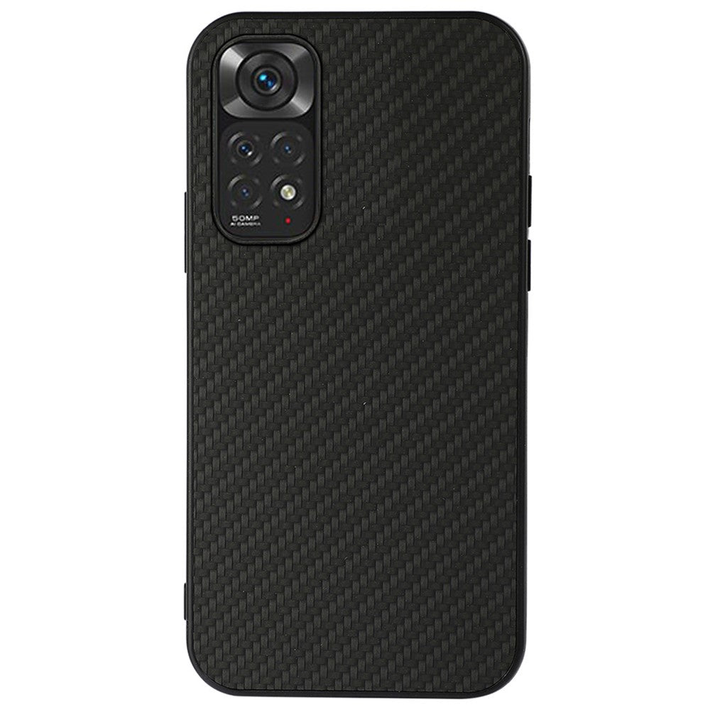 For Xiaomi Redmi Note 11 4G (Qualcomm)/Note 11S 4G Well-Protected Carbon Fiber Texture PU Leather Case Coated with Hybrid Bottom Case