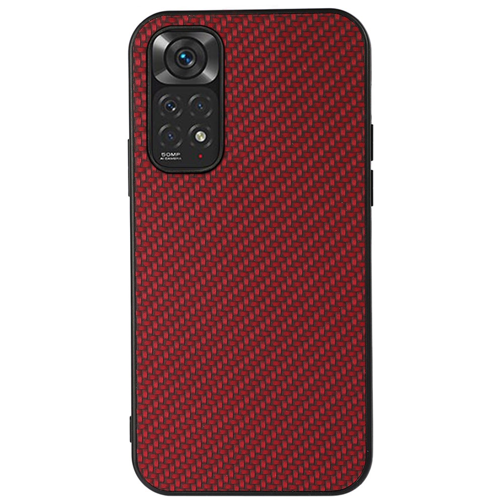 For Xiaomi Redmi Note 11 4G (Qualcomm)/Note 11S 4G Well-Protected Carbon Fiber Texture PU Leather Case Coated with Hybrid Bottom Case