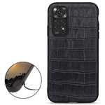 Crocodile Texture Genuine Leather Phone Case for Xiaomi Redmi Note 11 4G (Qualcomm)/Note 11S 4G, Coated PC + TPU Hybrid Case