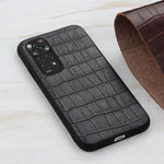 Crocodile Texture Genuine Leather Phone Case for Xiaomi Redmi Note 11 4G (Qualcomm)/Note 11S 4G, Coated PC + TPU Hybrid Case