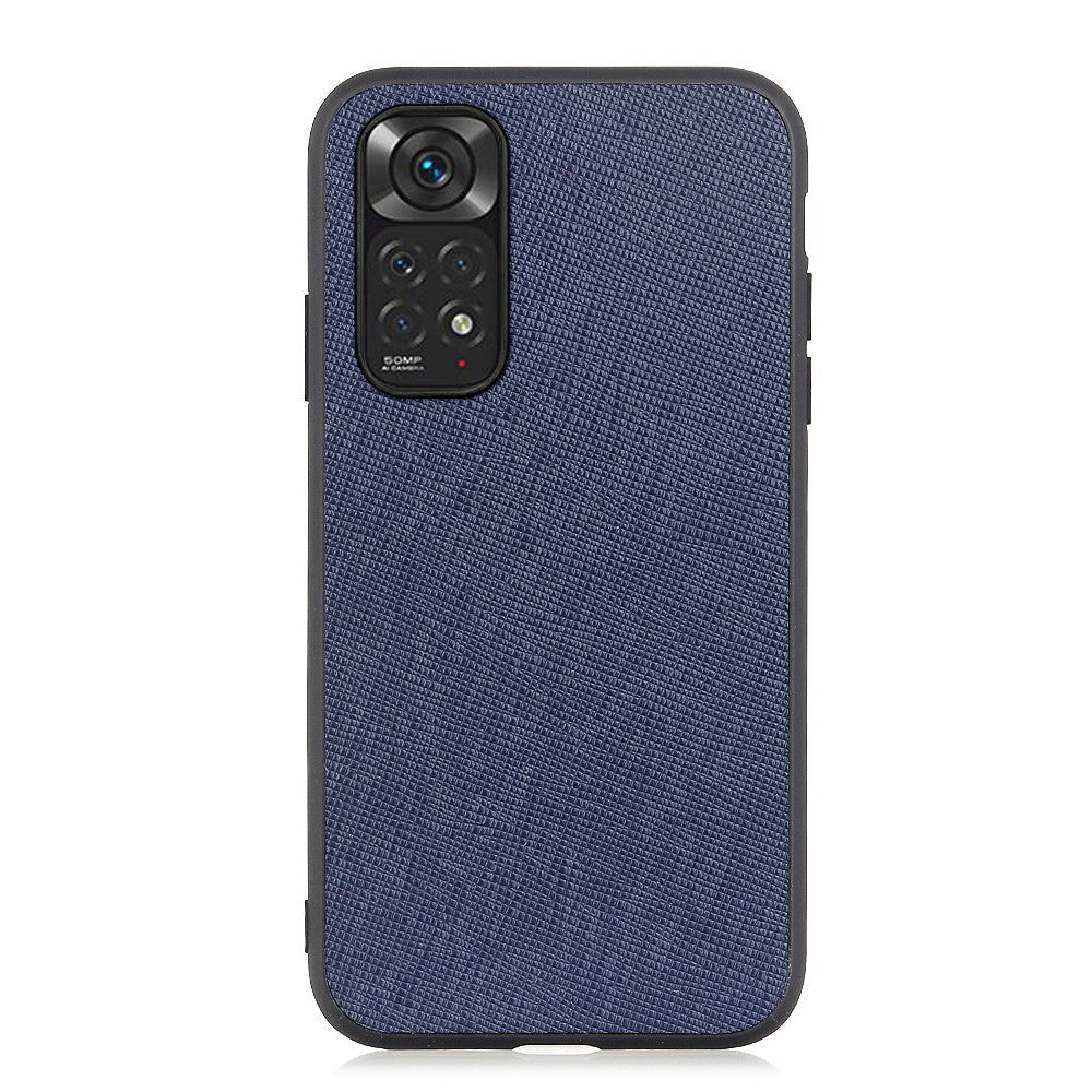 Xiaomi Redmi Note 11S 4G / Redmi Note 11 4G (Qualcomm) Cross Texture Phone Case Äkta Läderbelagd TPU + PC Hybrid Skyddsfodral