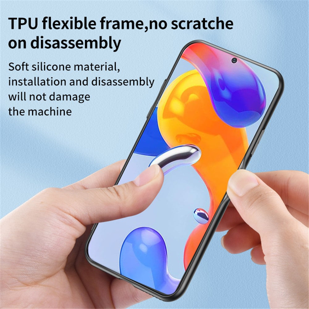 Magic Mirror Series for Xiaomi Redmi Note 11 Pro 5G (Qualcomm)/Note 11 Pro 4G (MediaTek) Flower Pattern Tempered Glass + PC + TPU Phone Case with Kickstand and Mirror