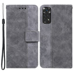 For Xiaomi Redmi Note 11 4G (Qualcomm)/Note 11S 4G Foldable Stand Imprinting Geometry PU Learher Wallet Case Magnetic Closure Cover