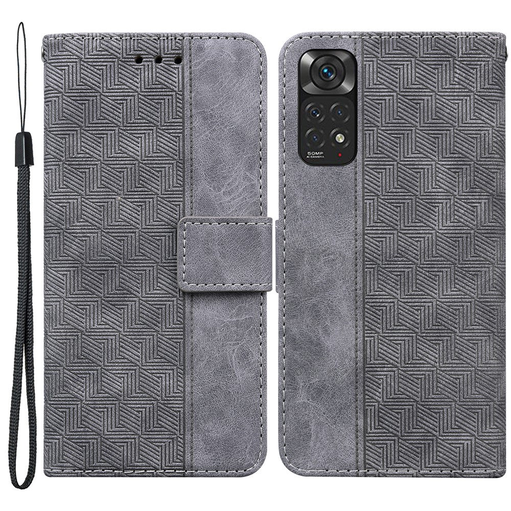 Xiaomi Redmi Note 11 4G (Qualcomm)/Note 11S 4G, vikbart stativ, tryckgeometri, PU-läder, plånboksfodral med magnetisk stängning
