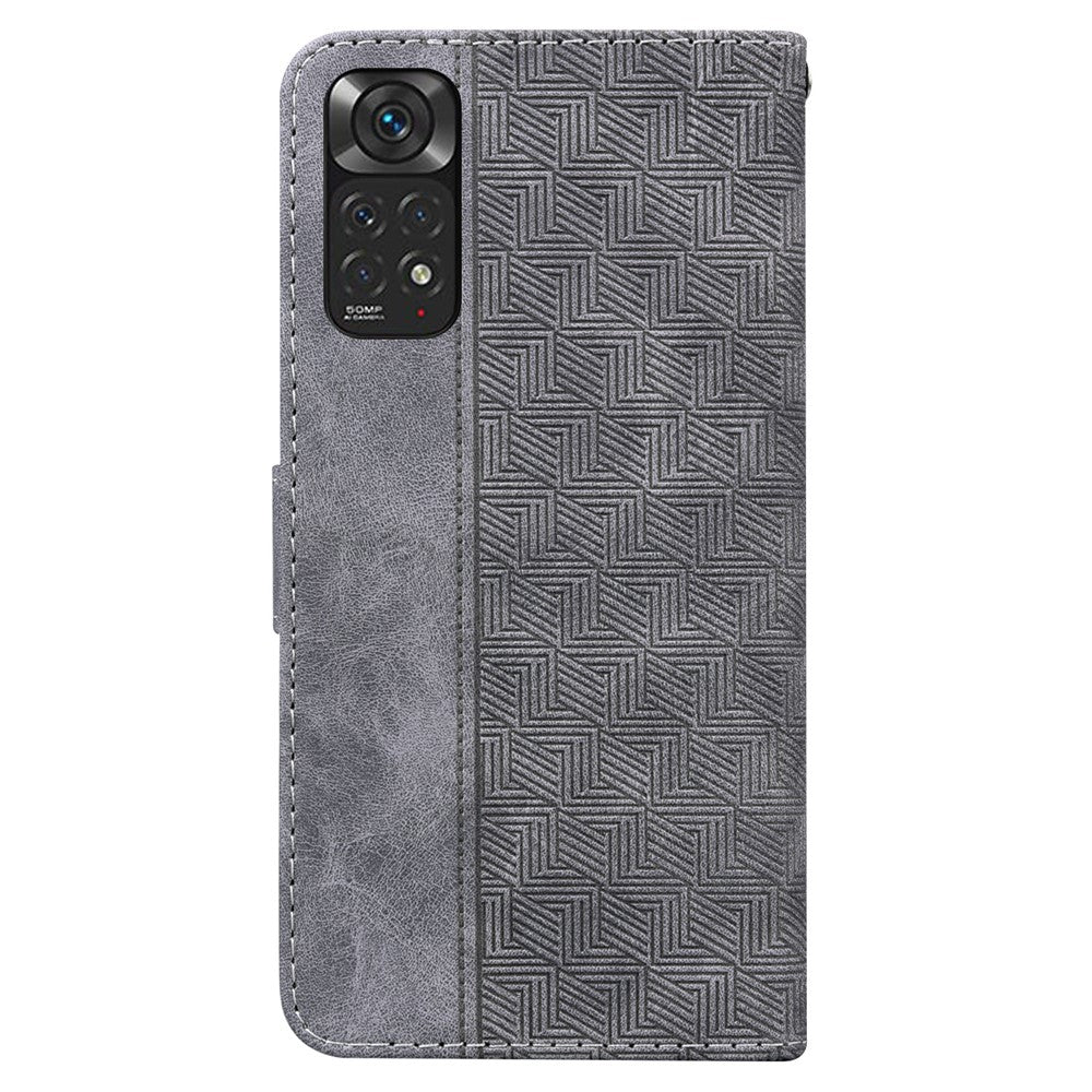 For Xiaomi Redmi Note 11 4G (Qualcomm)/Note 11S 4G Foldable Stand Imprinting Geometry PU Learher Wallet Case Magnetic Closure Cover
