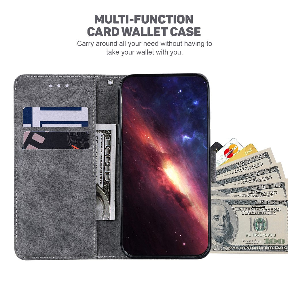 For Xiaomi Redmi Note 11 4G (Qualcomm)/Note 11S 4G Foldable Stand Imprinting Geometry PU Learher Wallet Case Magnetic Closure Cover