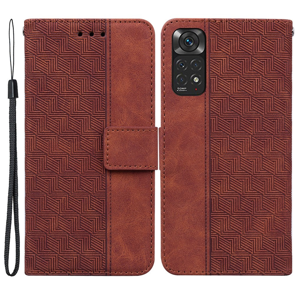 Xiaomi Redmi Note 11 4G (Qualcomm)/Note 11S 4G, vikbart stativ, tryckgeometri, PU-läder, plånboksfodral med magnetisk stängning