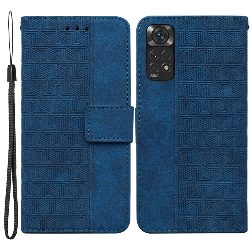 For Xiaomi Redmi Note 11 4G (Qualcomm)/Note 11S 4G Foldable Stand Imprinting Geometry PU Learher Wallet Case Magnetic Closure Cover