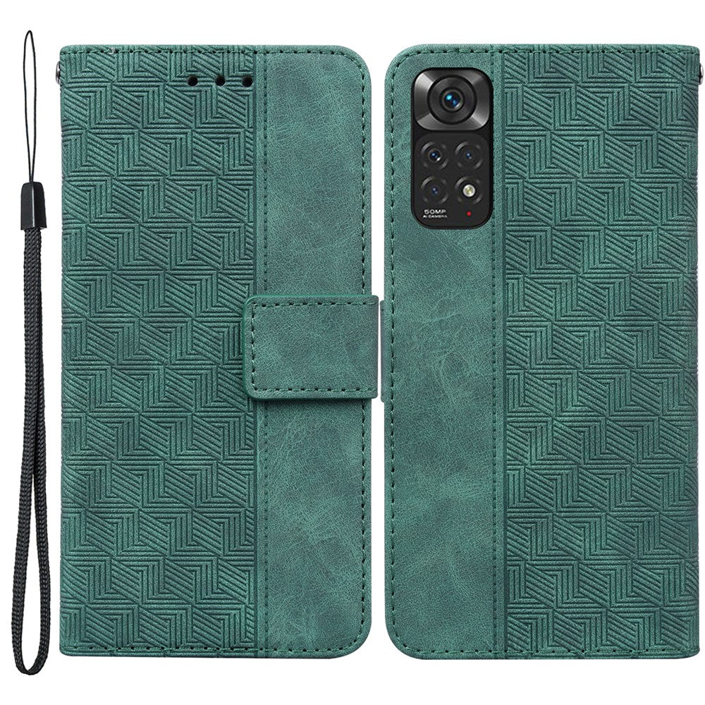 For Xiaomi Redmi Note 11 4G (Qualcomm)/Note 11S 4G Foldable Stand Imprinting Geometry PU Learher Wallet Case Magnetic Closure Cover