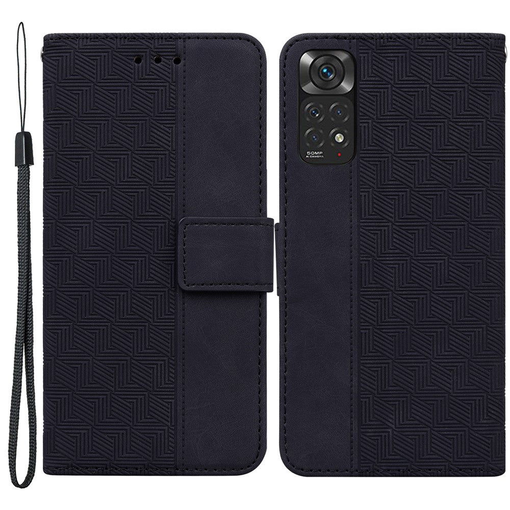 Xiaomi Redmi Note 11 4G (Qualcomm)/Note 11S 4G, vikbart stativ, tryckgeometri, PU-läder, plånboksfodral med magnetisk stängning