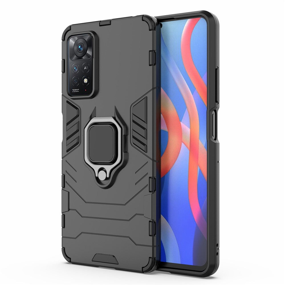 Xiaomi Redmi Note 12 Pro 4G / 11 Pro 4G (MediaTek) / Note 11 Pro 5G (Qualcomm) Bakskal Ring Stöd Mjukt TPU + Hårt PC Stötsäkert Skyddande mobilskal