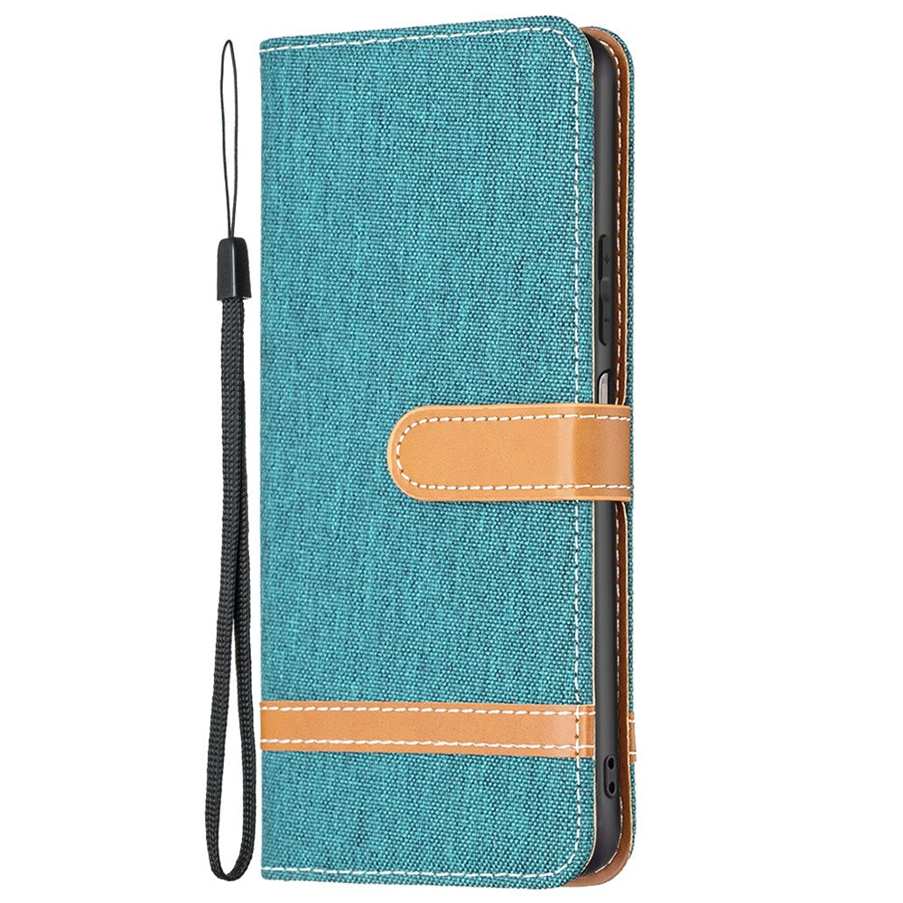 For Xiaomi Redmi Note 11 4G (Qualcomm) Jeans Cloth Texture Color Splicing Leather Cover Wallet Stand Flip Phone Case