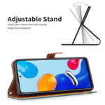 For Xiaomi Redmi Note 11 4G (Qualcomm) Jeans Cloth Texture Color Splicing Leather Cover Wallet Stand Flip Phone Case