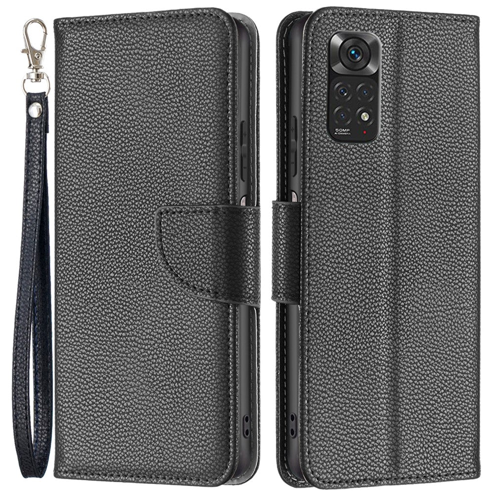 Xiaomi Redmi Note 11 4G (Qualcomm) Litchi Texture PU Läder Plånboksfodral Enfärgat Stativ Mobilmobilfodral