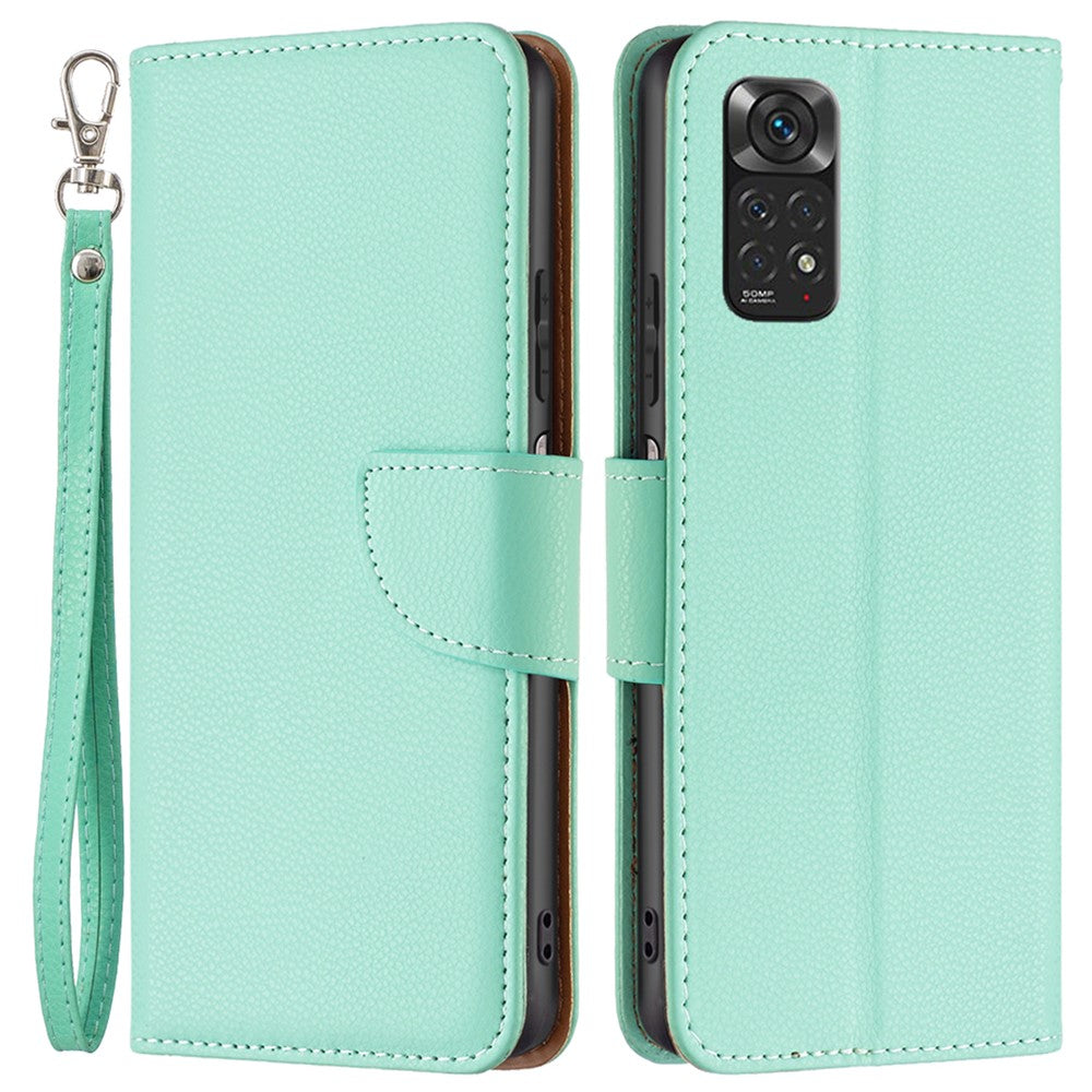 Xiaomi Redmi Note 11 4G (Qualcomm) Litchi Texture PU Läder Plånboksfodral Enfärgat Stativ Mobilmobilfodral