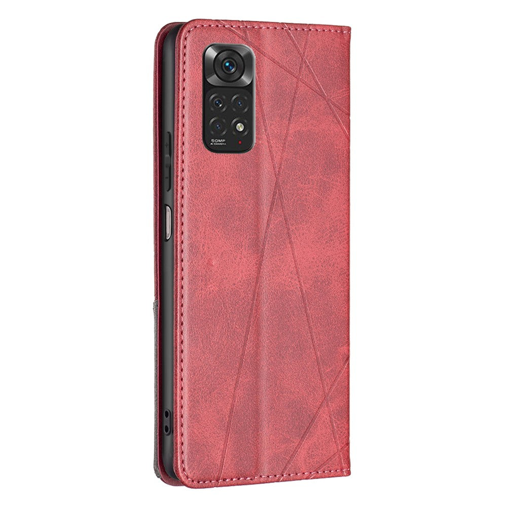 For Xiaomi Redmi Note 11 4G (Qualcomm) Imprinting Pattern Splicing Design Cover with Card Slots Drop-Proof Leather Cell Phone Shell