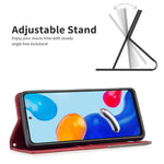For Xiaomi Redmi Note 11 4G (Qualcomm) Imprinting Pattern Splicing Design Cover with Card Slots Drop-Proof Leather Cell Phone Shell