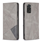 For Xiaomi Redmi Note 11 4G (Qualcomm) Imprinting Pattern Splicing Design Cover with Card Slots Drop-Proof Leather Cell Phone Shell
