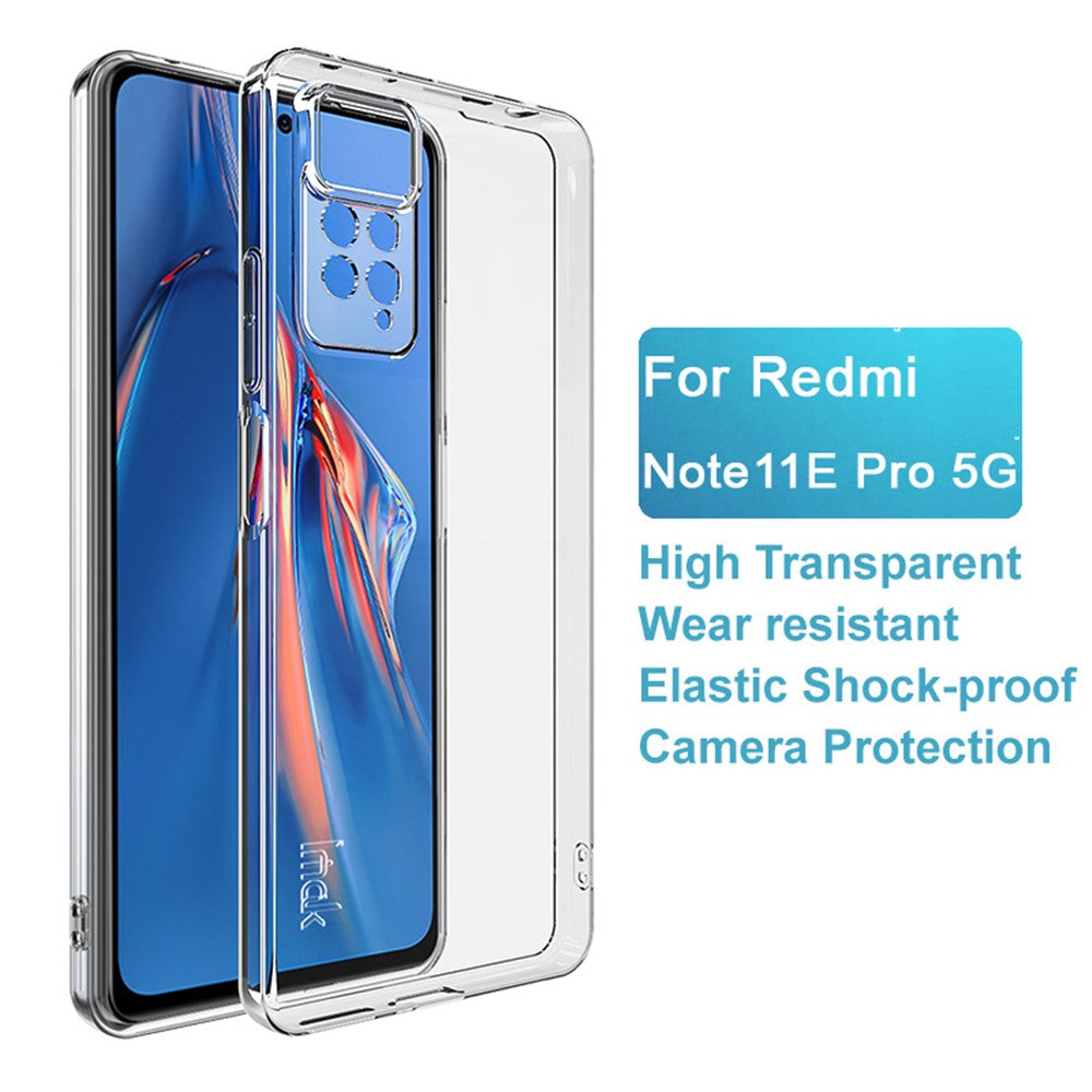 IMAK UX-5 Series Phone Case for Xiaomi Redmi Note 11 Pro 4G (MediaTek)/Note 11 Pro 5G (Qualcomm), Transparent Flexible TPU Cellphone Cover