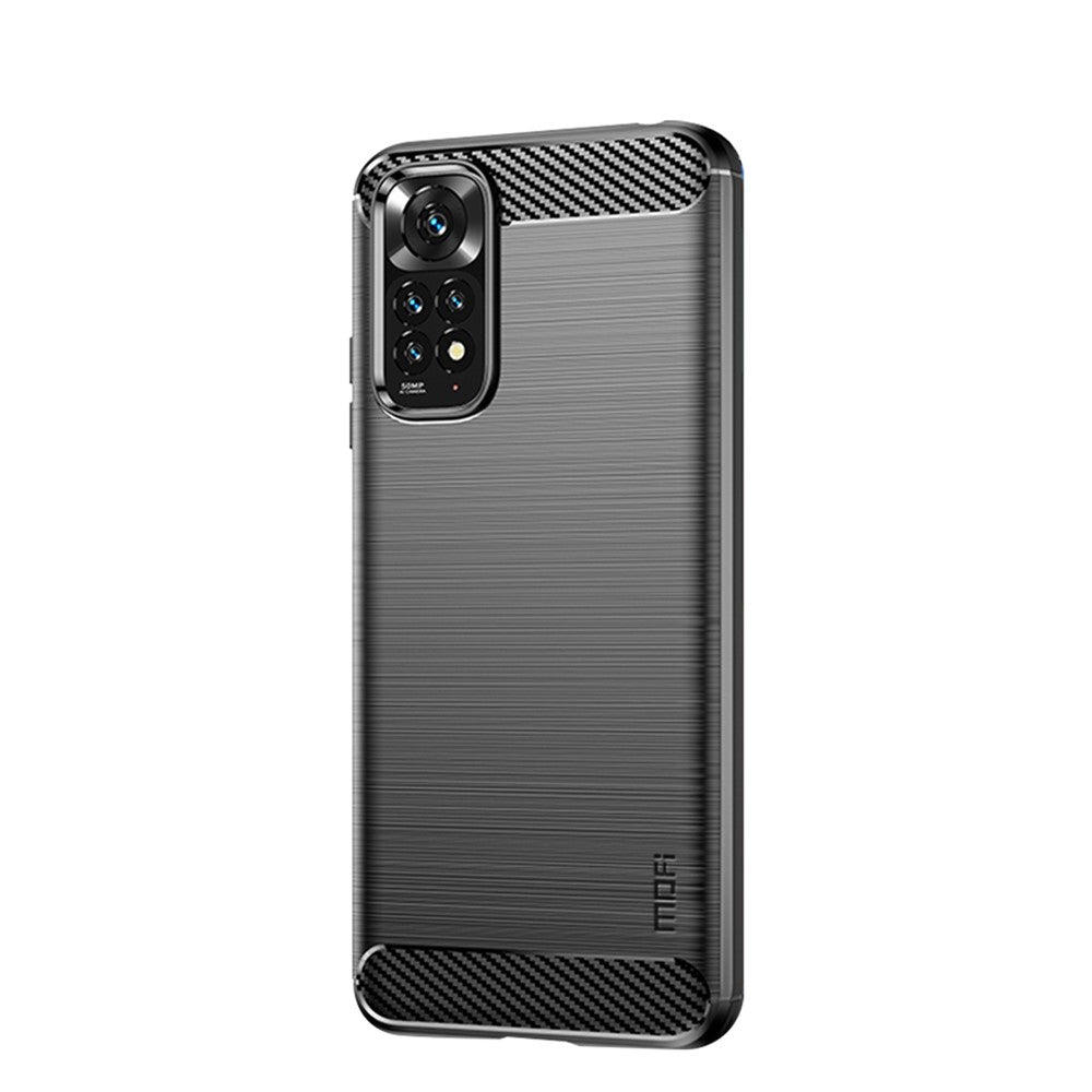 MOFI JK TPU Series-1 for Xiaomi Redmi Note 11 4G (Qualcomm) / Redmi Note 11S 4G Case Soft TPU Brushed Carbon Fiber Back Design Light Cover