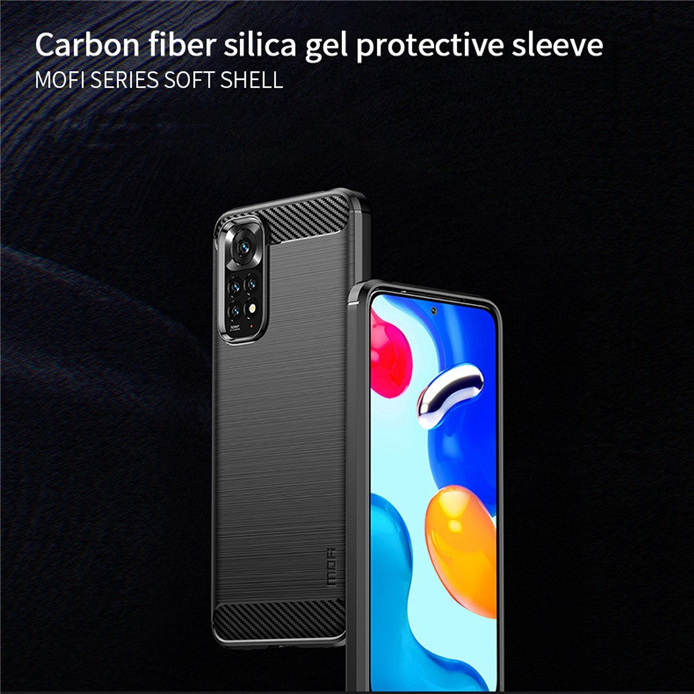 MOFI JK TPU Series-1 for Xiaomi Redmi Note 11 4G (Qualcomm) / Redmi Note 11S 4G Case Soft TPU Brushed Carbon Fiber Back Design Light Cover