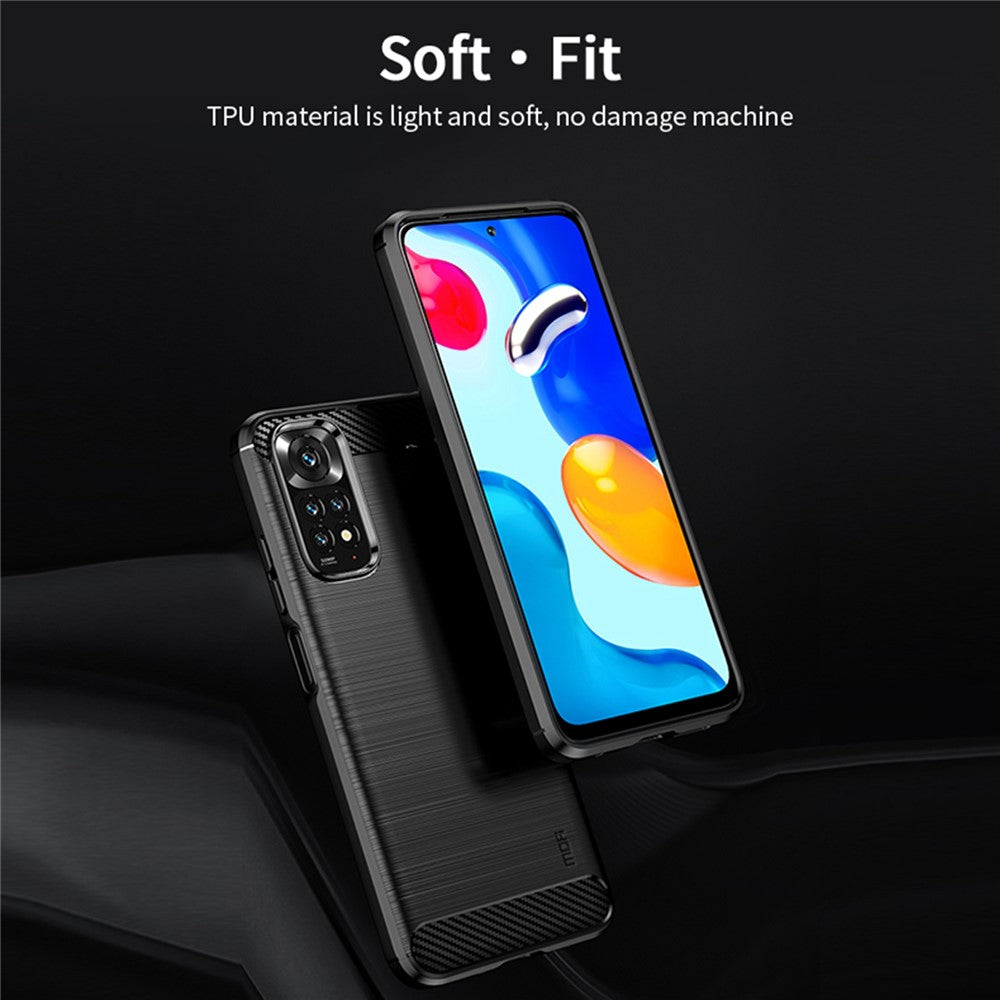 MOFI JK TPU Series-1 for Xiaomi Redmi Note 11 4G (Qualcomm) / Redmi Note 11S 4G Case Soft TPU Brushed Carbon Fiber Back Design Light Cover
