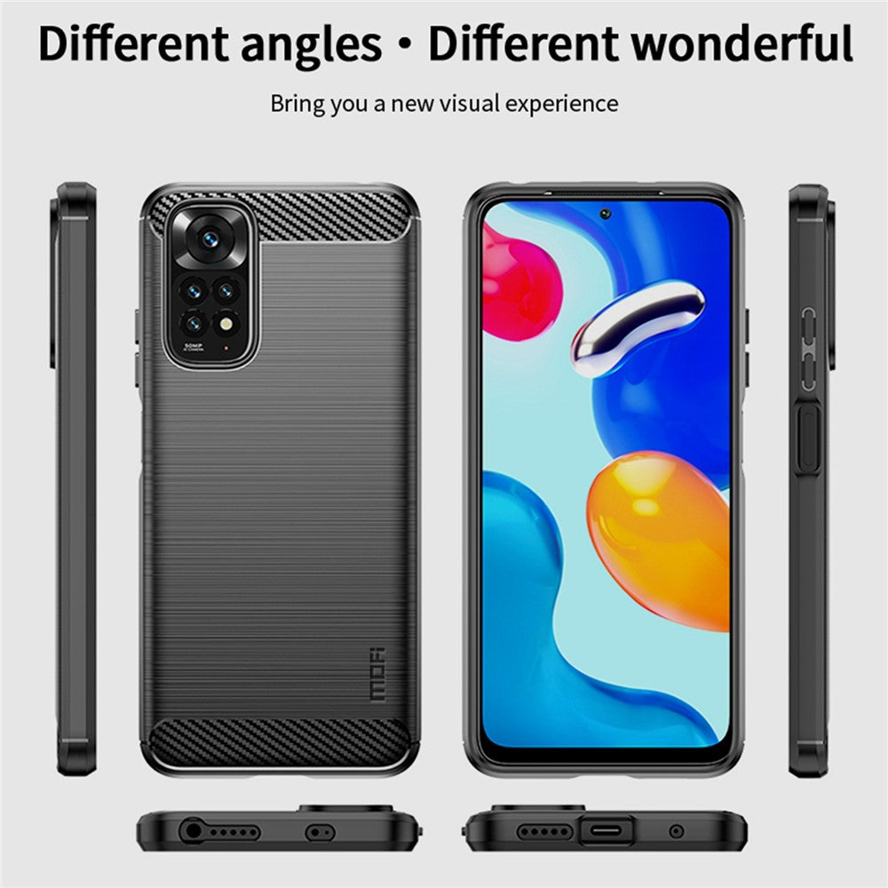 MOFI JK TPU Series-1 for Xiaomi Redmi Note 11 4G (Qualcomm) / Redmi Note 11S 4G Case Soft TPU Brushed Carbon Fiber Back Design Light Cover