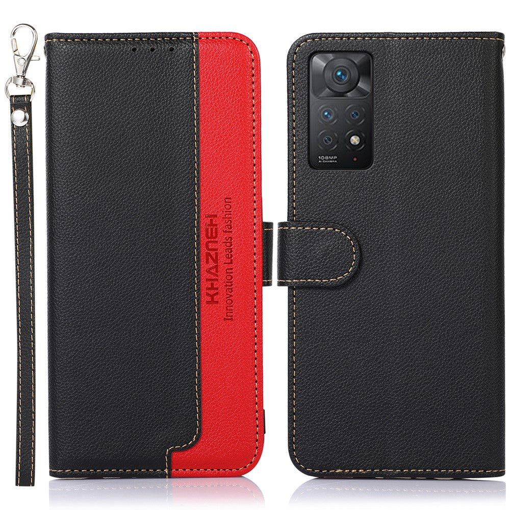 KHAZNEH For Xiaomi Redmi Note 12 Pro 4G / 11 Pro 4G (MediaTek) / Note 11 Pro 5G (Qualcomm) PU Leather RFID Blocking Stand Case Litchi Texture Wallet Mobile Phone Cover